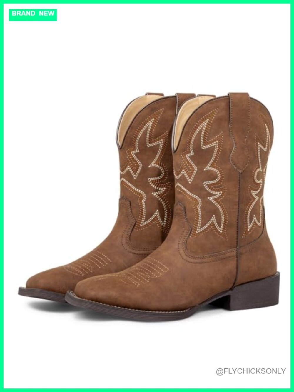 Square Toe Cowboy Boots Women Embroidered Short Western Booties Chunky Heel
